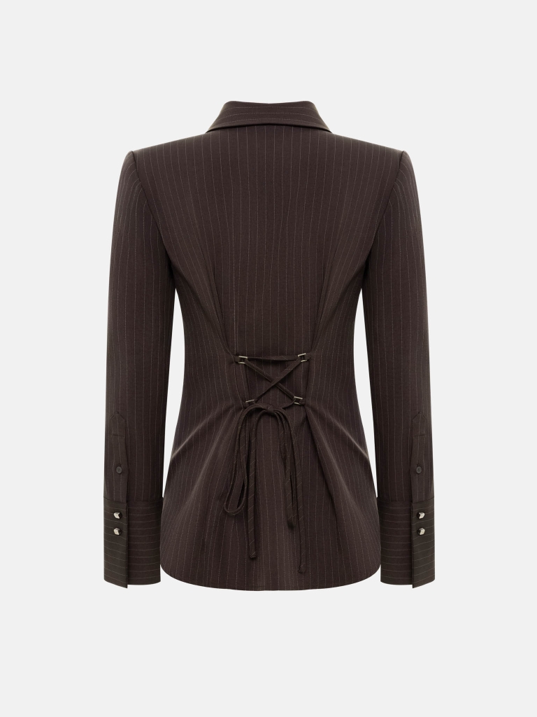 Striped shirt with lacing at the back
