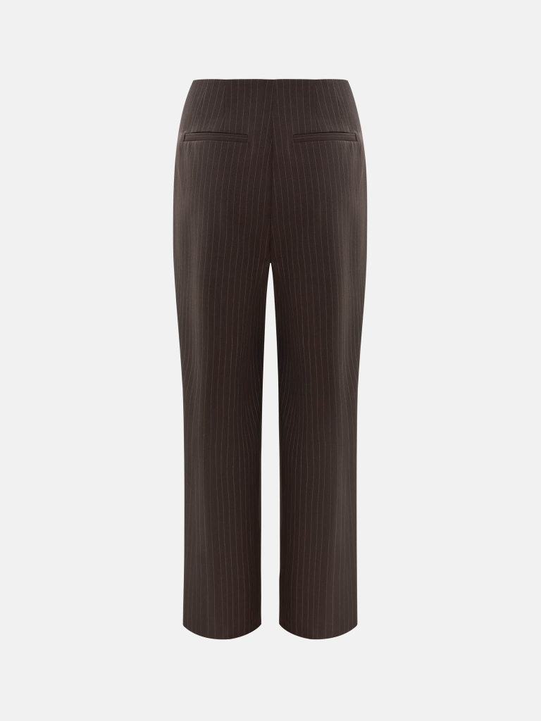 Loose-fitting striped trousers with metallic detailing