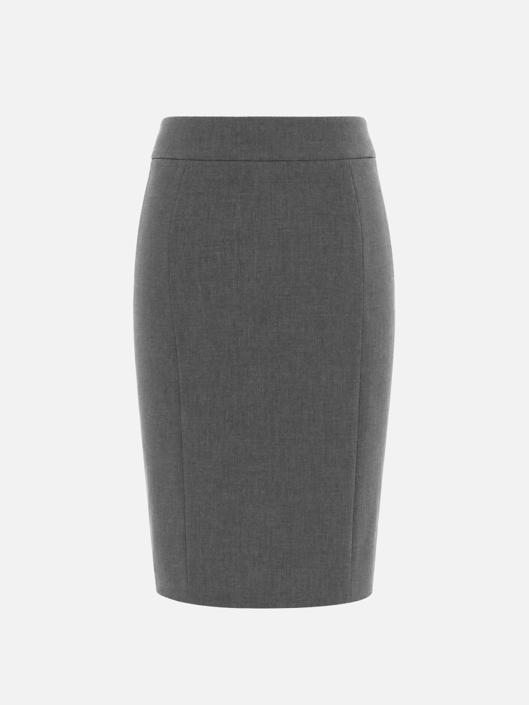 Knee-length skirt with a front slit