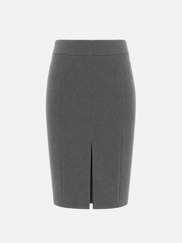 Knee-length skirt with a front slit