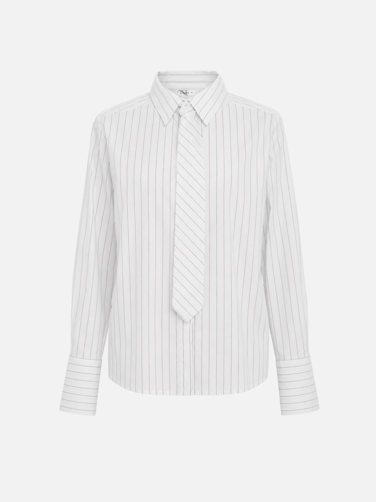 Loose-fitting striped shirt with a matching tie