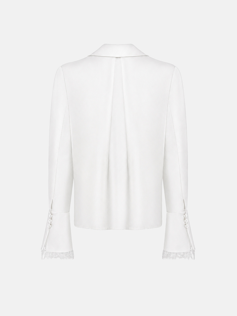 Satin blouse with lace trim