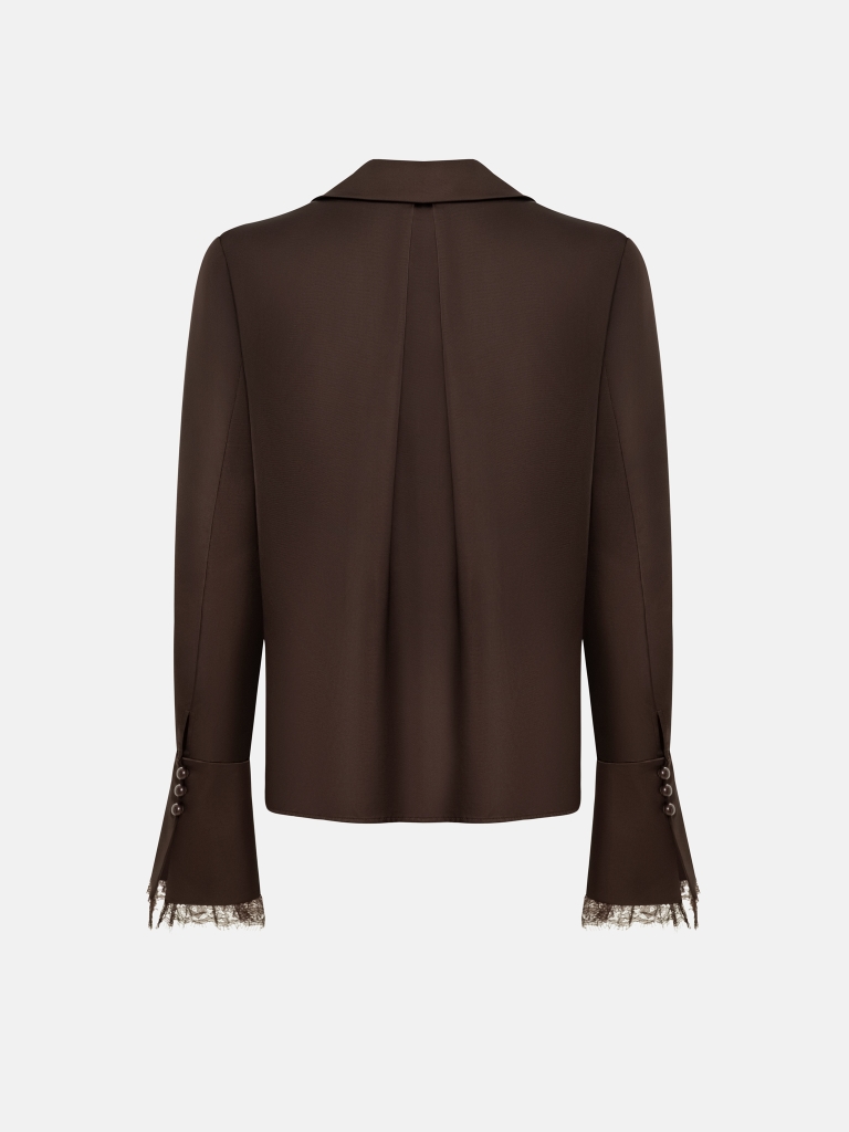 Satin blouse with lace trim