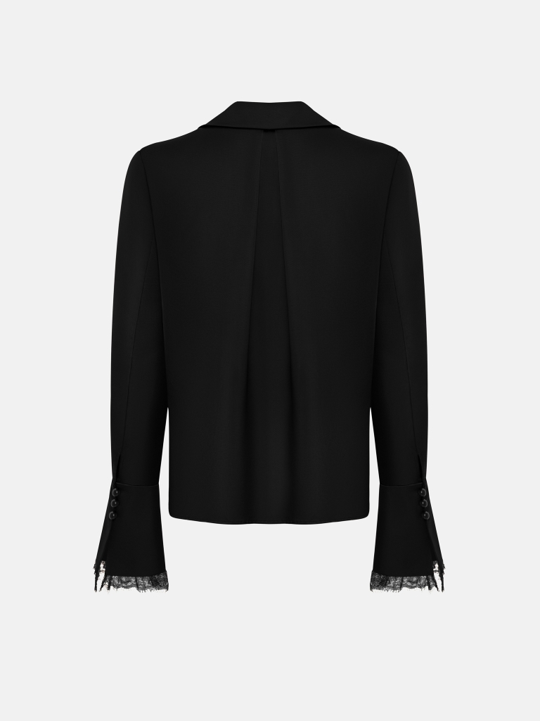 Satin blouse with lace trim