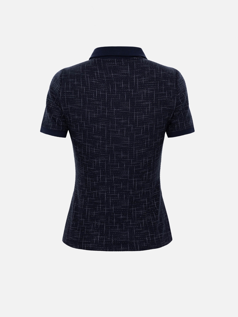 Short-sleeved polo shirt from bouclé yarn