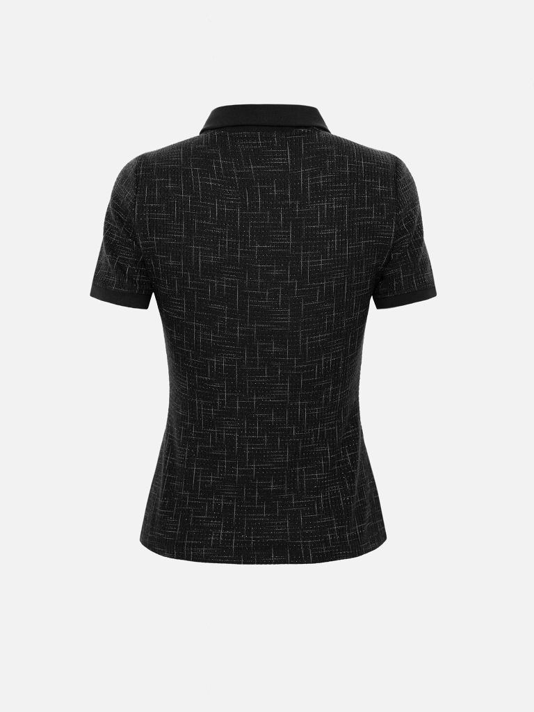 Short-sleeved polo shirt from bouclé yarn