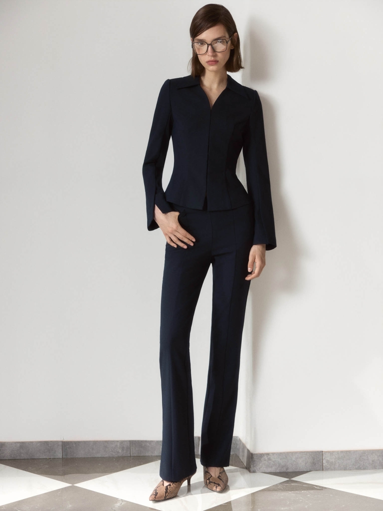 Flared suiting trousers with creases