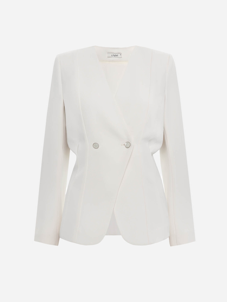 Fitted double-breasted jacket in lightweight fabric