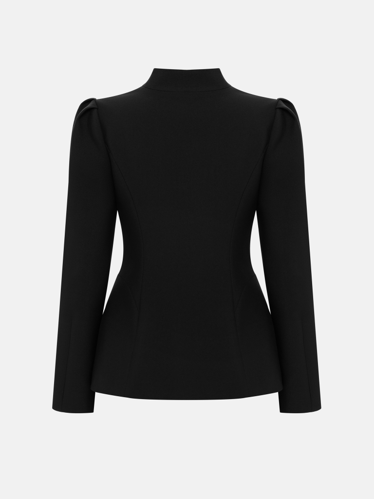 Fitted single-breasted jacket with a statement collar and lace detailing