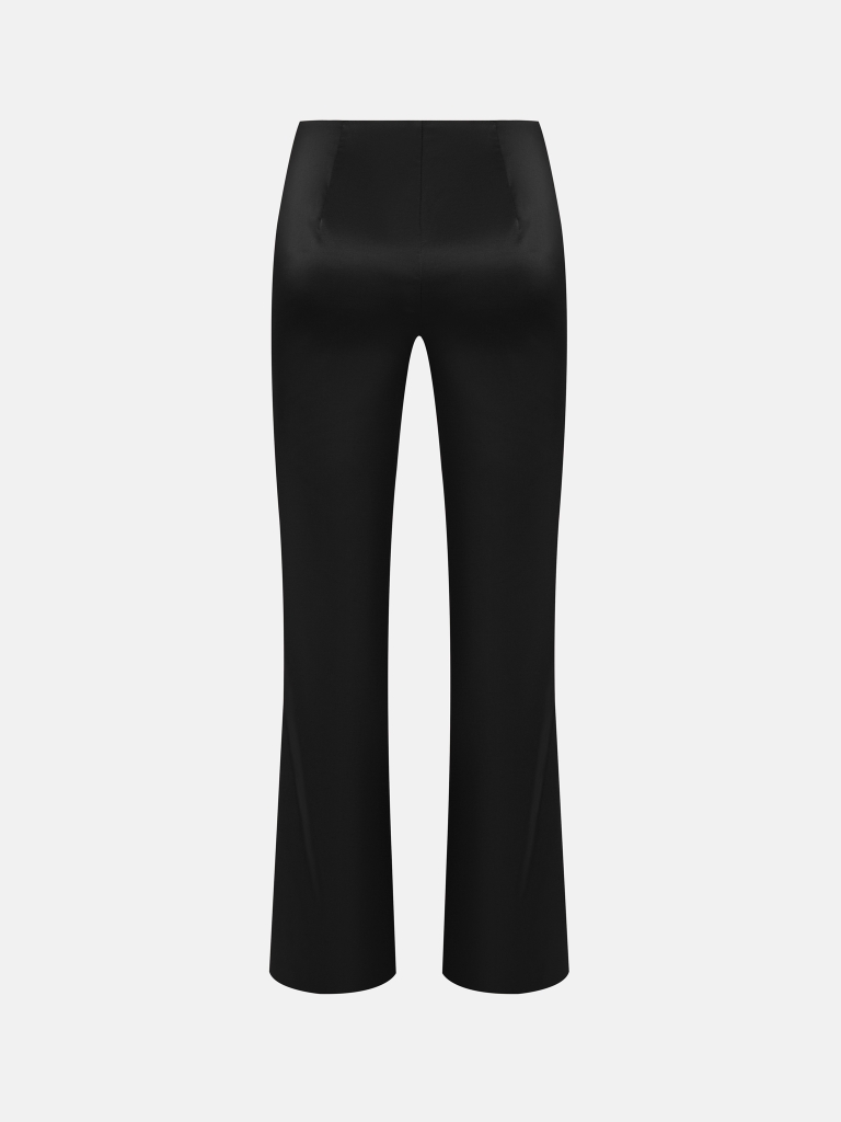 Flared trousers made from heavy fabric, flaring from the knee