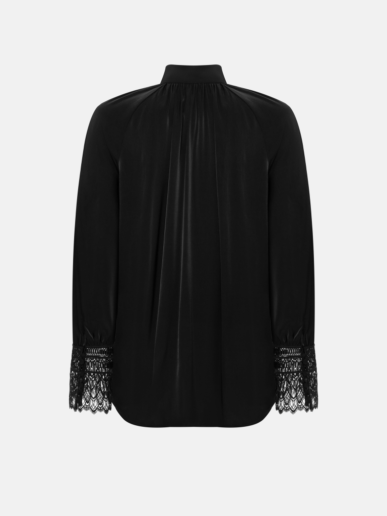 Satin blouse with lace cuffs