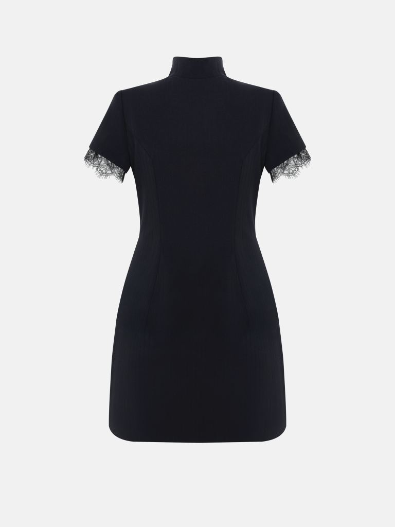 Mini dress with short sleeves and matching lace