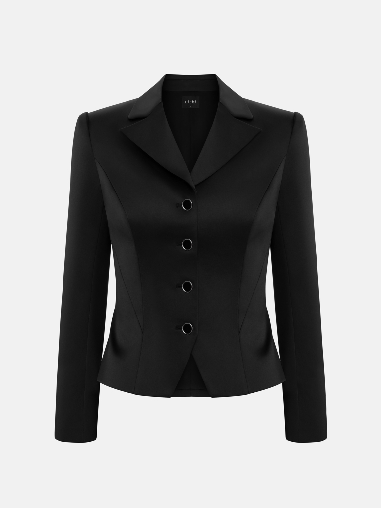 Fitted jacket in smooth fabric with cropped sleeves
