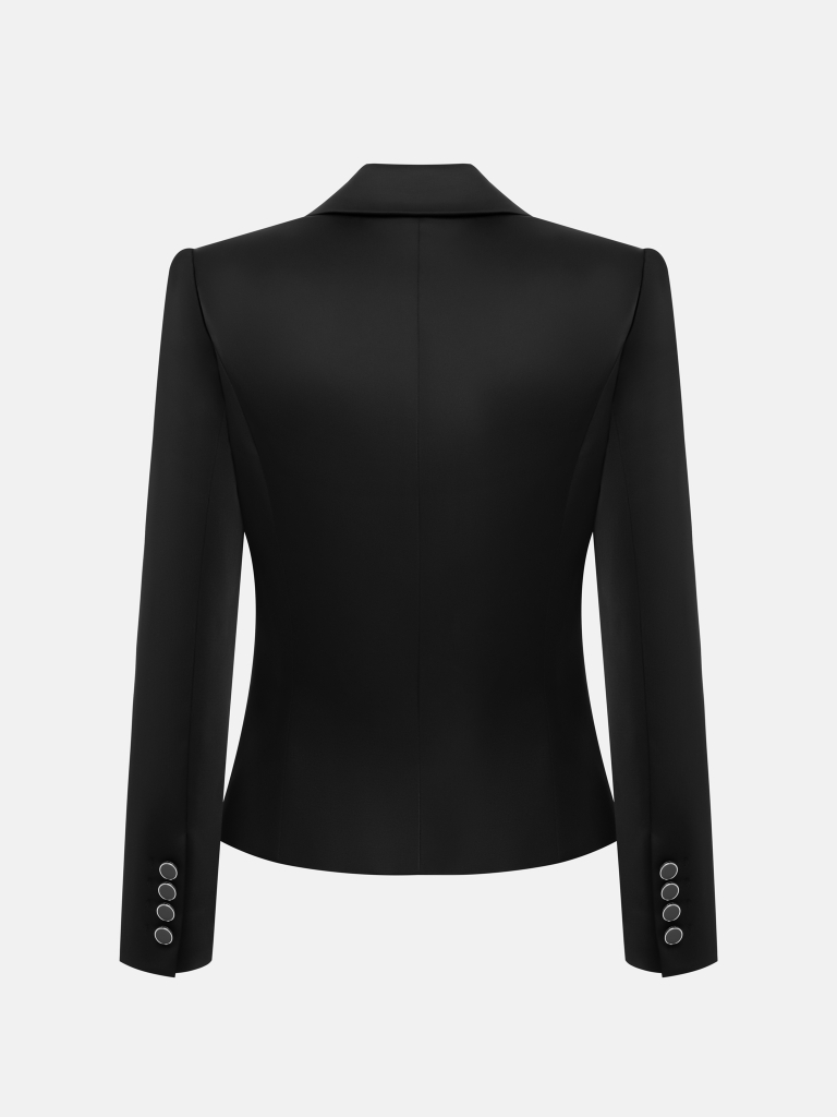 Fitted jacket in smooth fabric with cropped sleeves