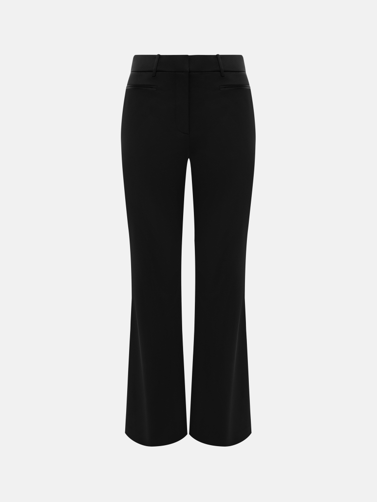 Flared trousers in smooth fabric