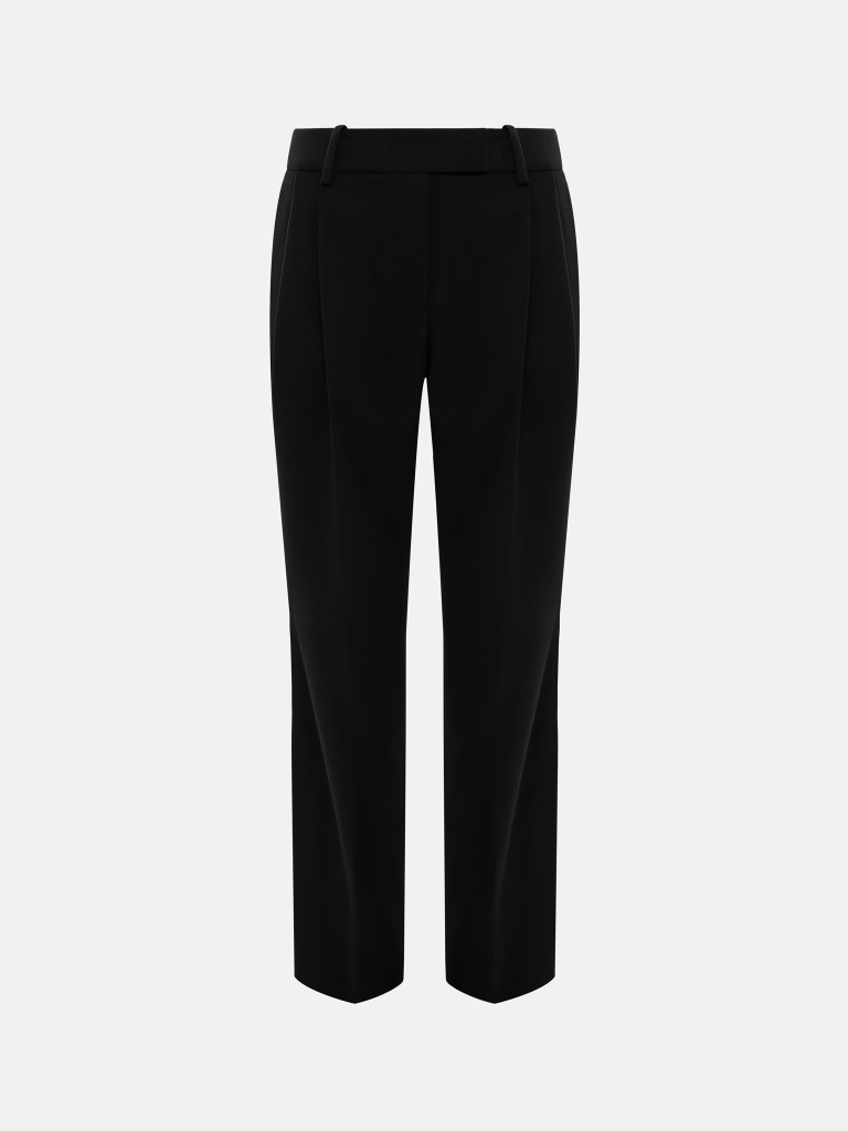 Loose-fitting suiting trousers with waist pleats