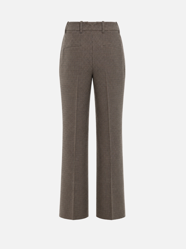 Loose-fitting checked suiting trousers with pleats at the waist