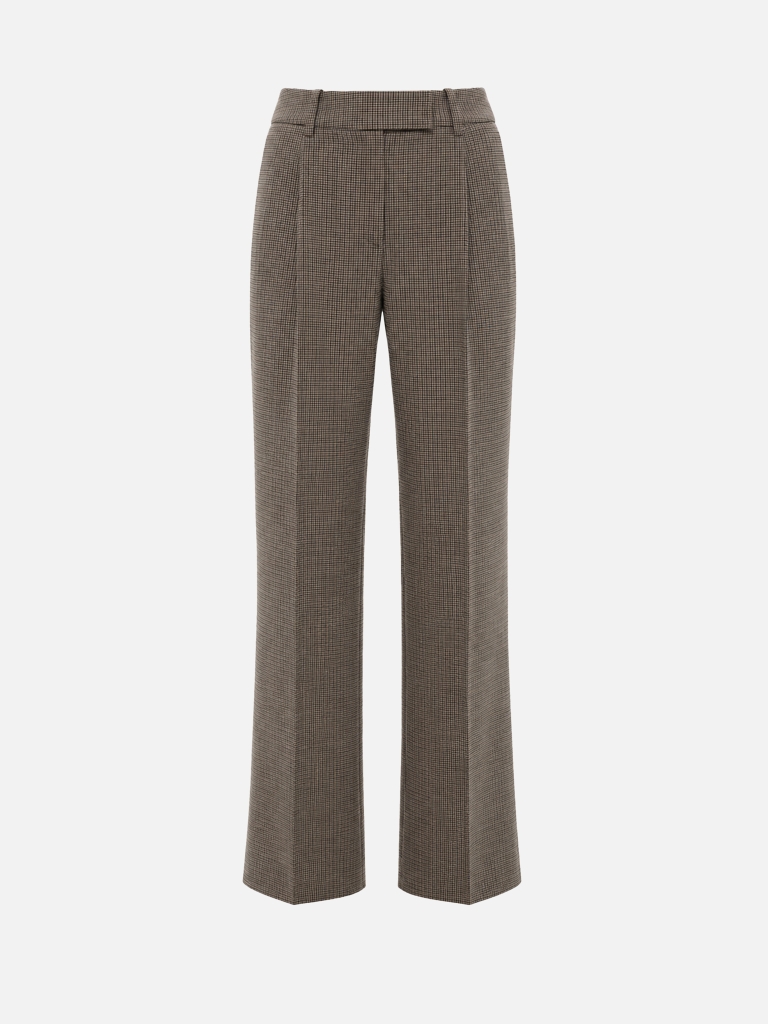 Loose-fitting checked suiting trousers with pleats at the waist