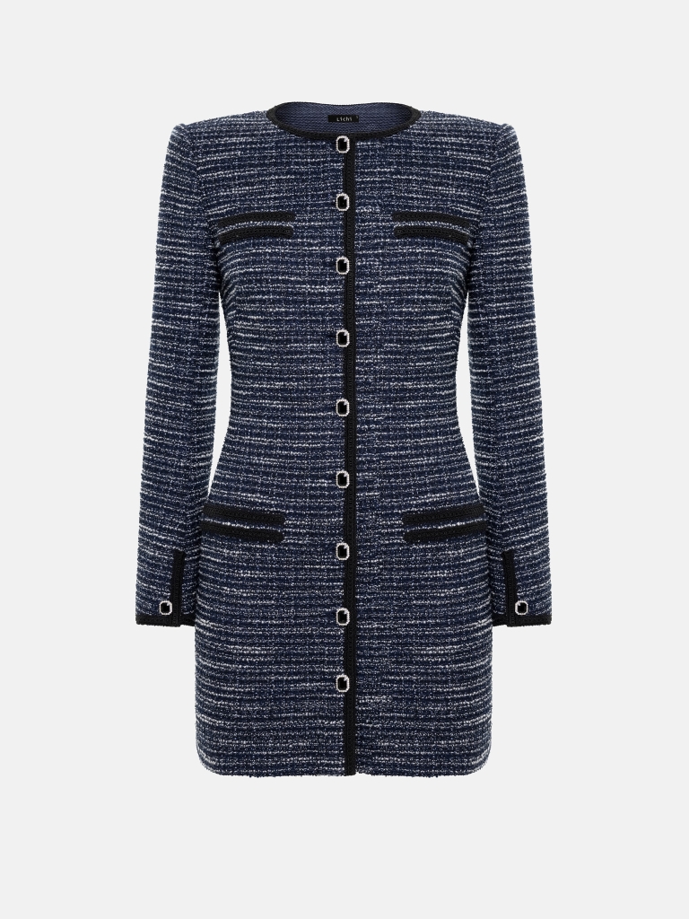 Mini dress in bouclé yarn