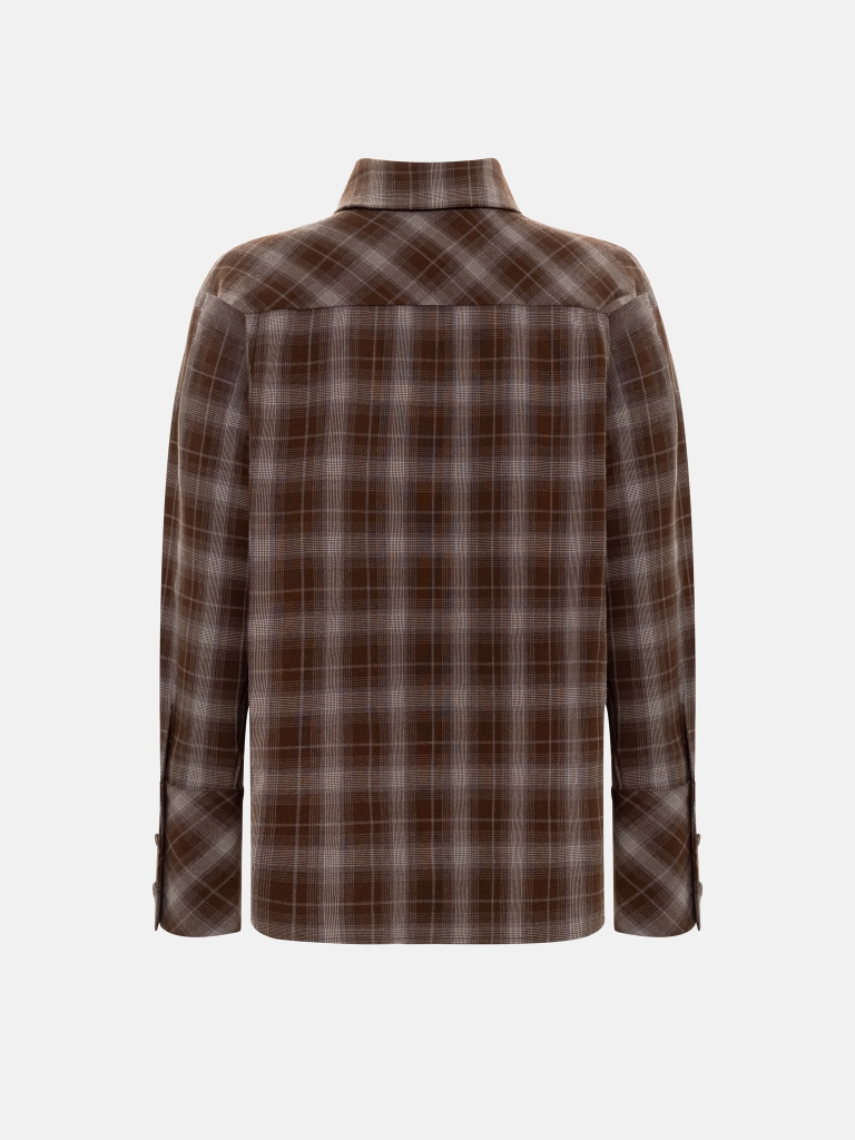 Checkered shirt with ruffles at the collar