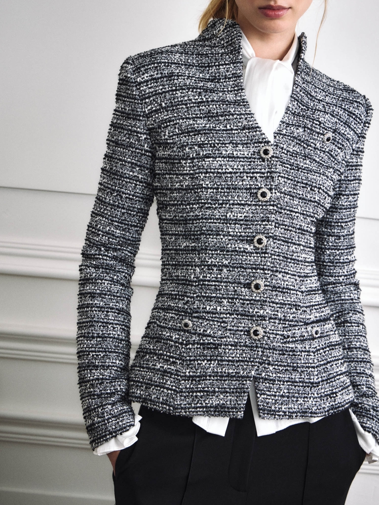Fitted jacket in bouclé yarn