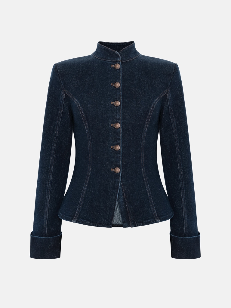 Cropped, fitted denim jacket