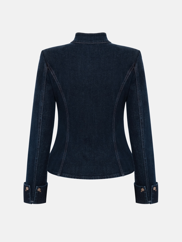 Cropped, fitted denim jacket
