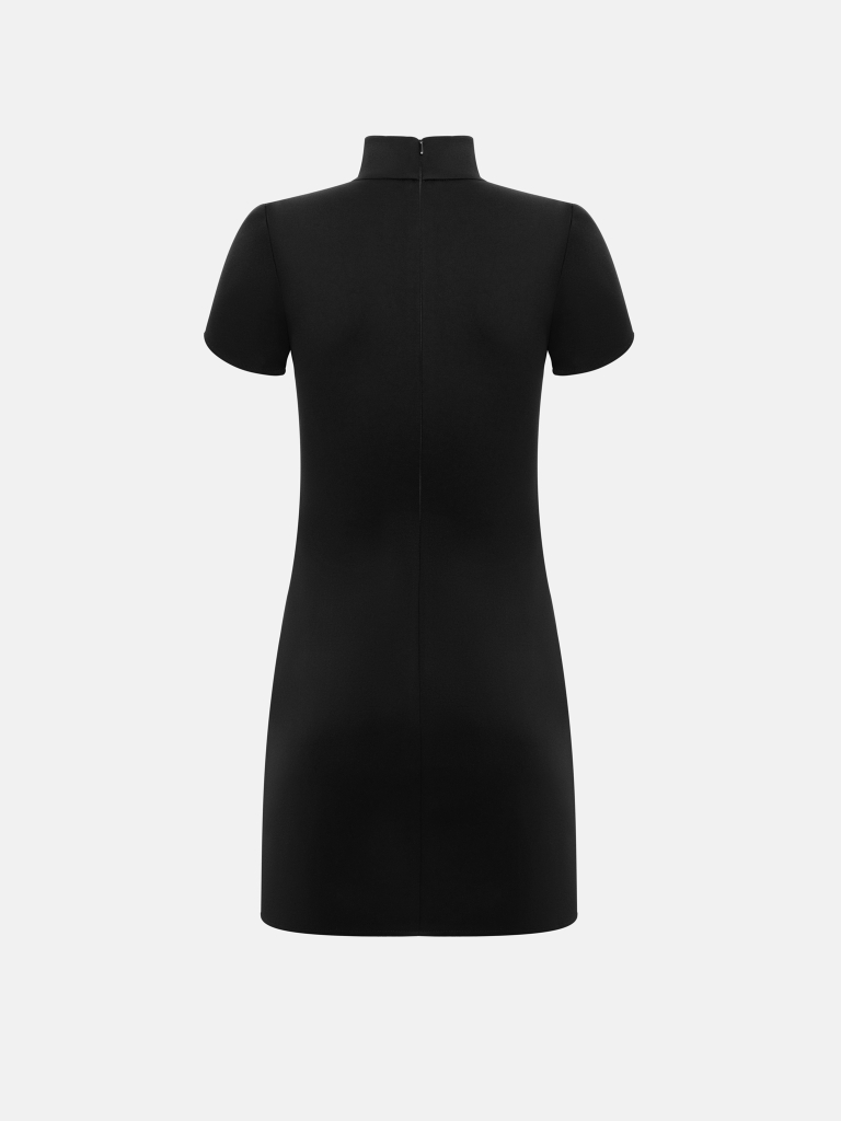 Viscose mini dress with Asian-inspired details