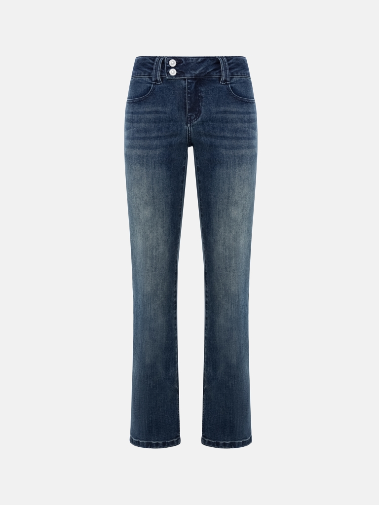 Straight-leg jeans with a wide waistband