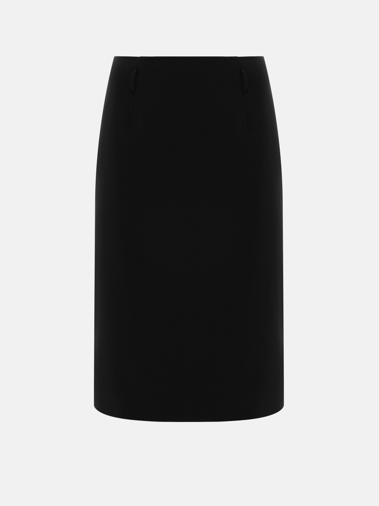 Straight-cut knee-length skirt with a lace insert