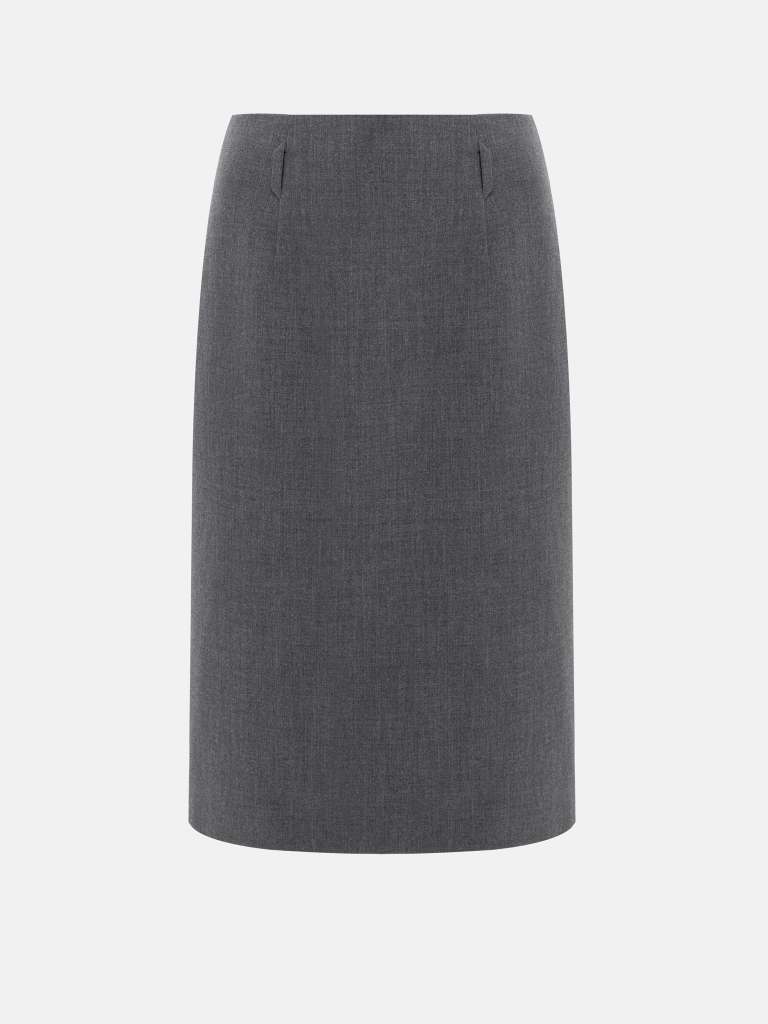 Straight-cut knee-length skirt with a lace insert