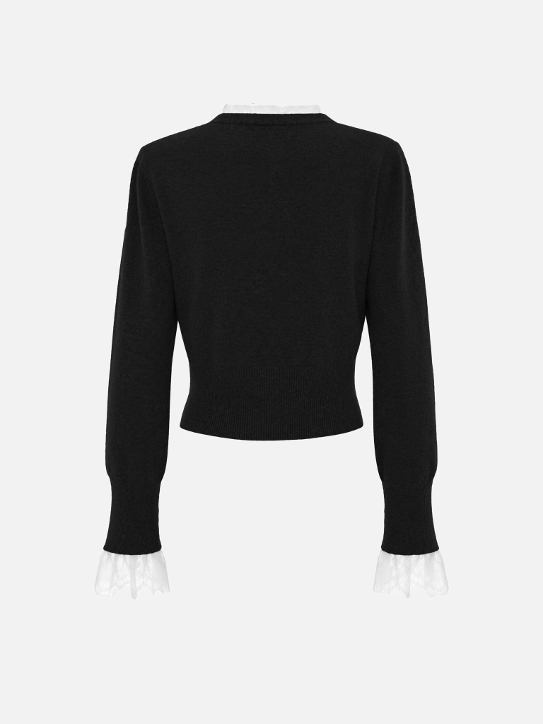 Knitted cardigan with lace detailing