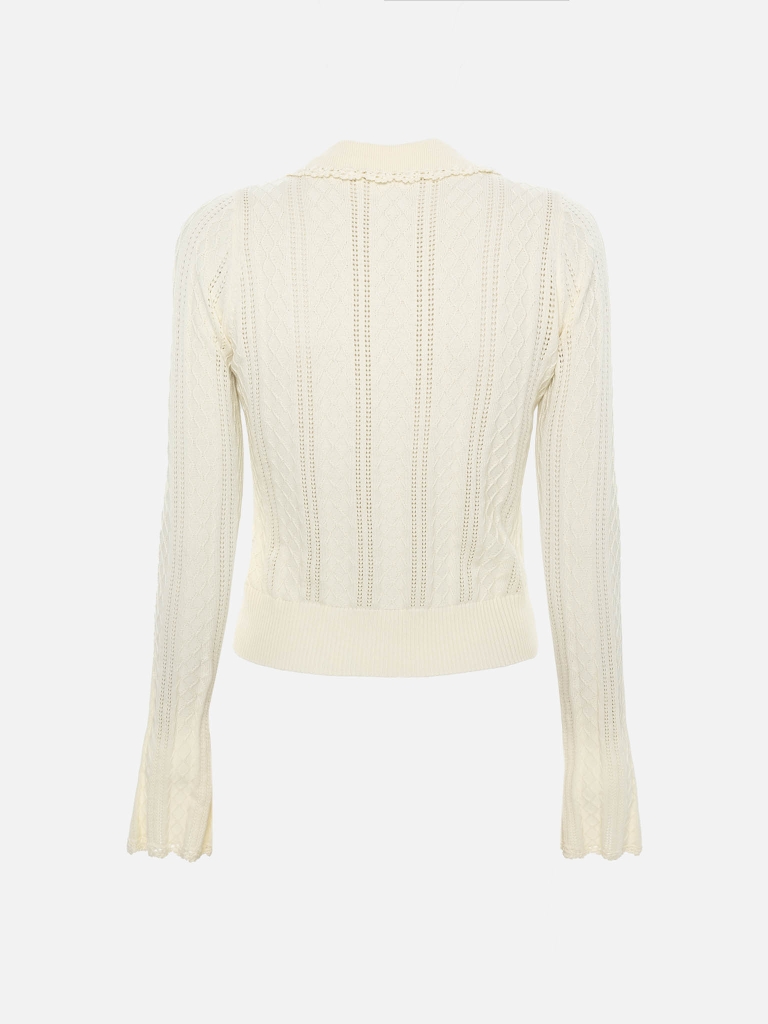 Textured-knit cardigan with voluminous cuffs