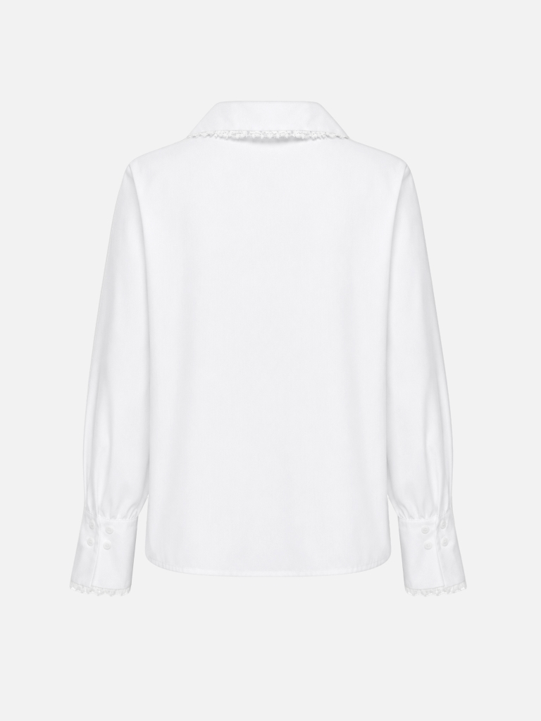 Shirt with a round neckline and openwork trim