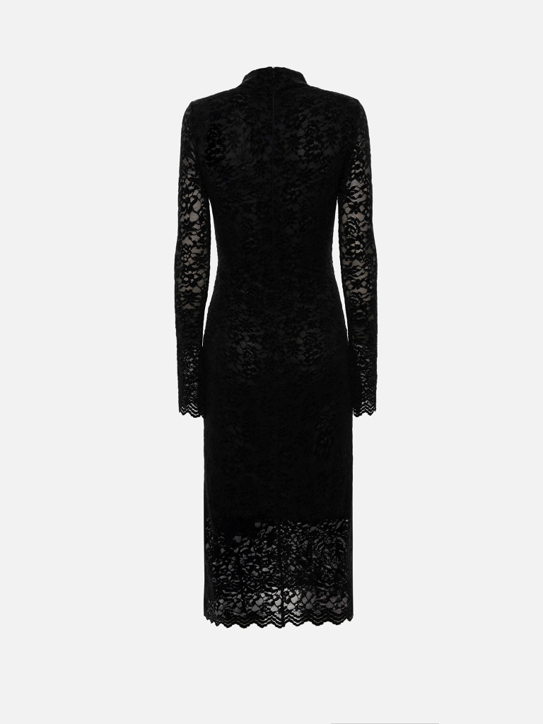 Guipure midi dress with metal fastenings