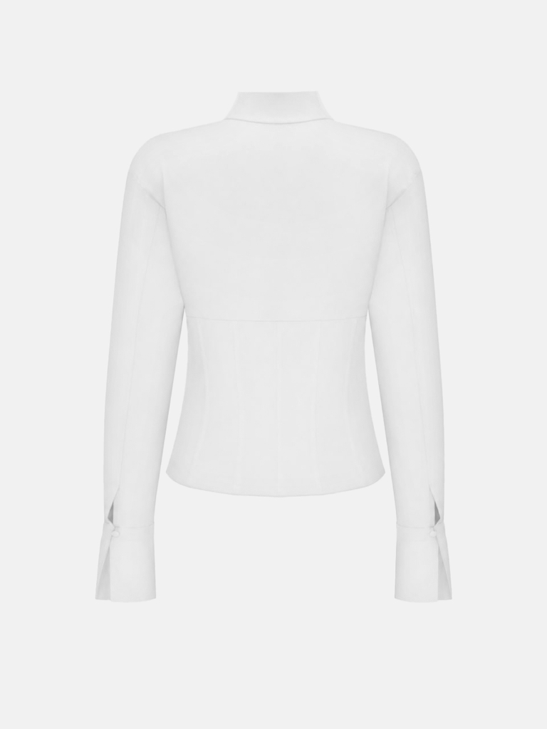 Shirt with a corset-style insert at the waist