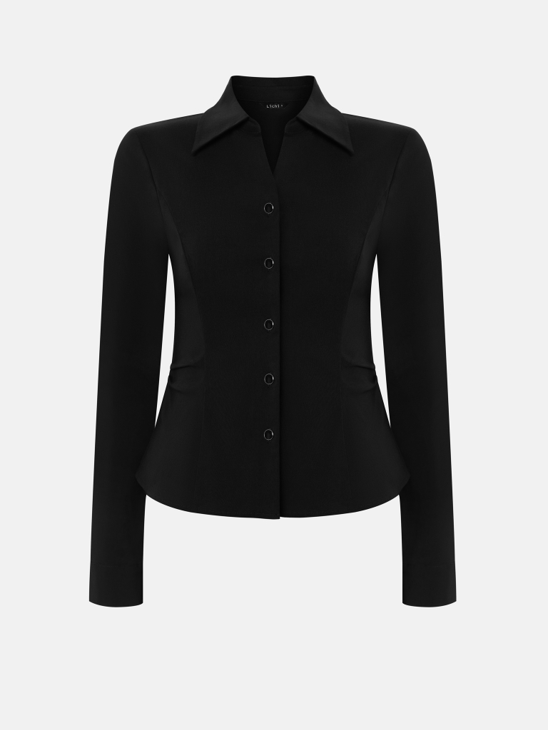 Chemise cintrée en viscose avec des boutons brillants