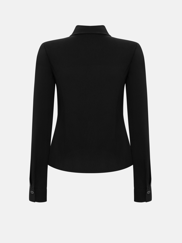 Chemise cintrée en viscose avec des boutons brillants