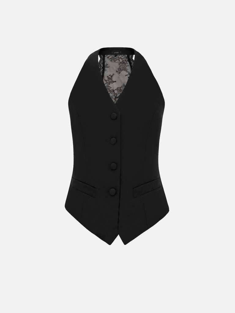 Fitted waistcoat with a lace insert on the back