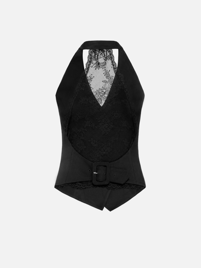Fitted waistcoat with a lace insert on the back