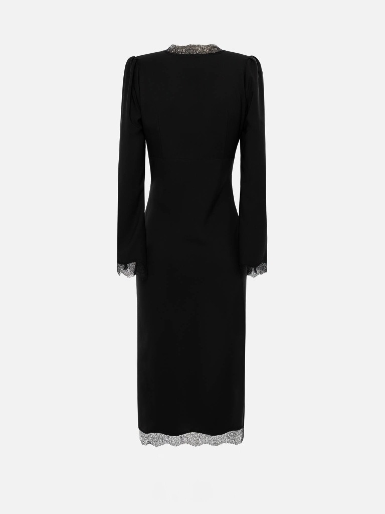 Midi dress with a bow on the bodice and matching lace