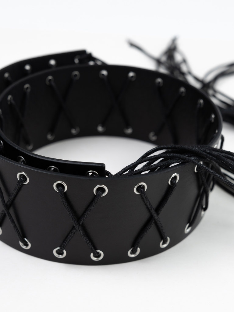 Decorative eco-leather belt with matching ties