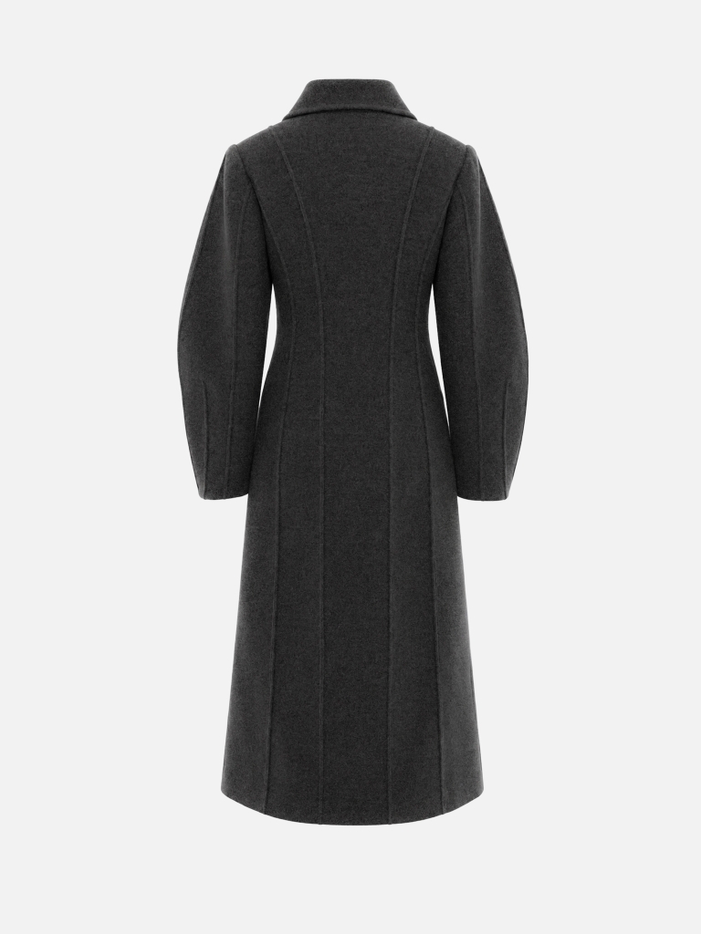 Fitted midi coat with voluminous sleeves