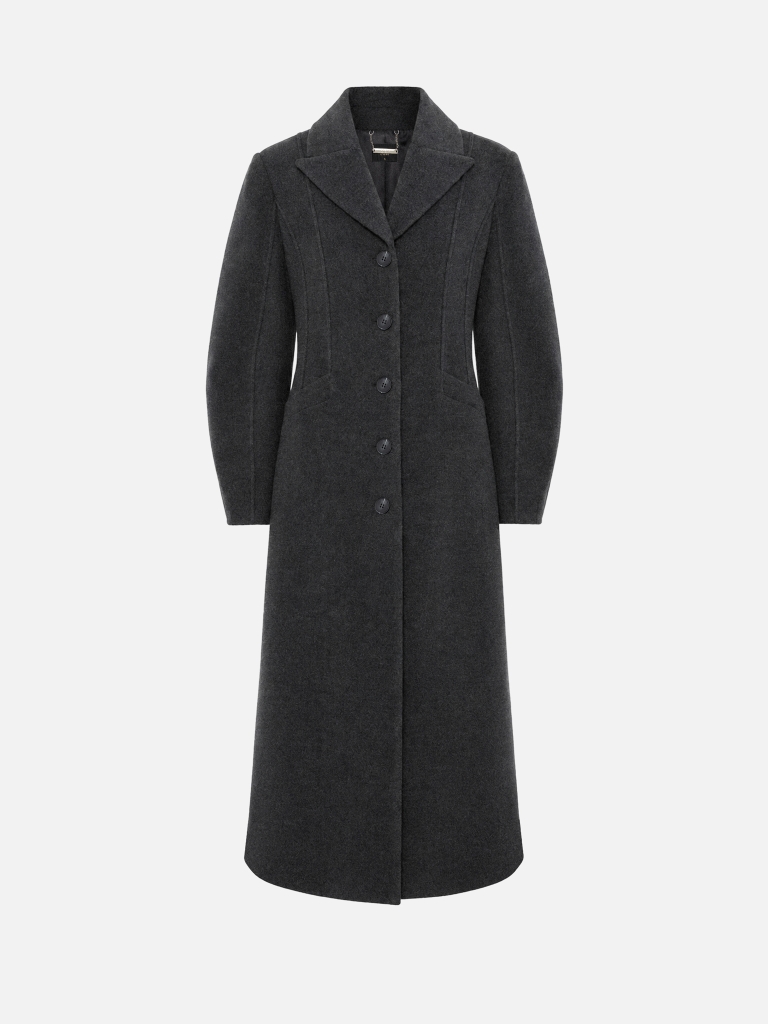 Fitted midi coat with voluminous sleeves