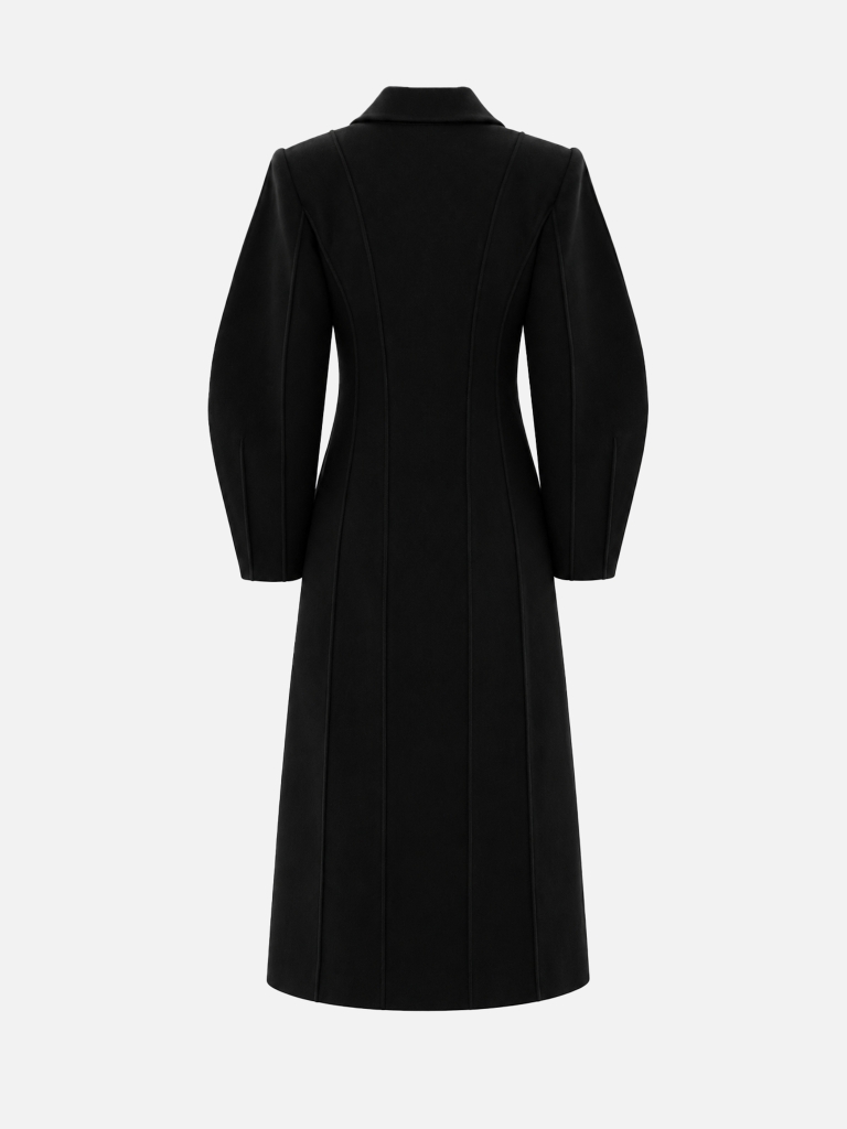 Fitted midi coat with voluminous sleeves