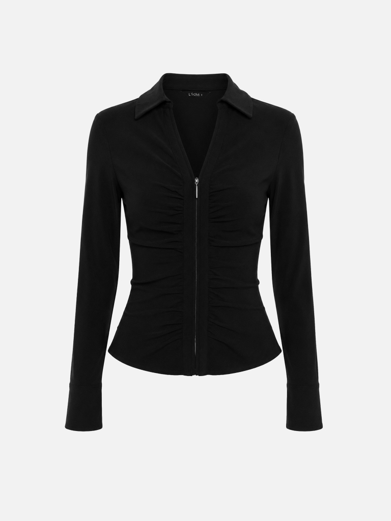 Fitted viscose shirt with a zip fastening
