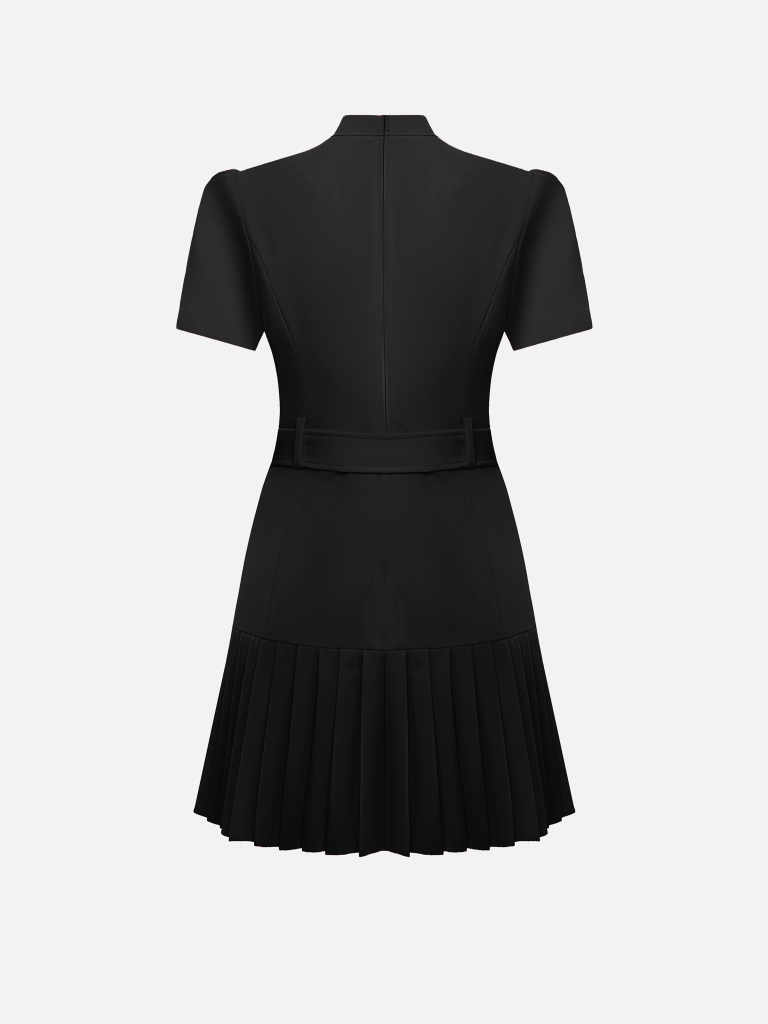 Mini dress with short sleeves and a pleated skirt