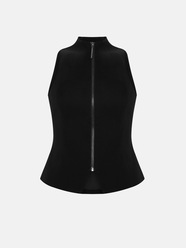 Cotton waistcoat with a metal zip