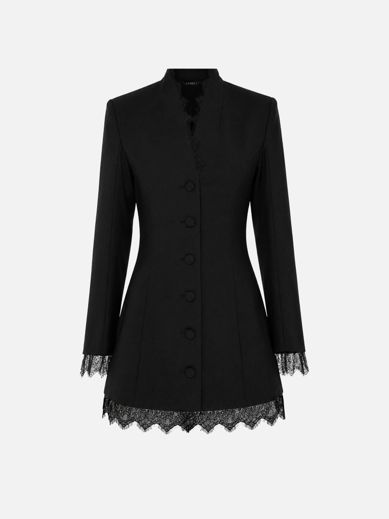 Mini blazer dress with lace detailing