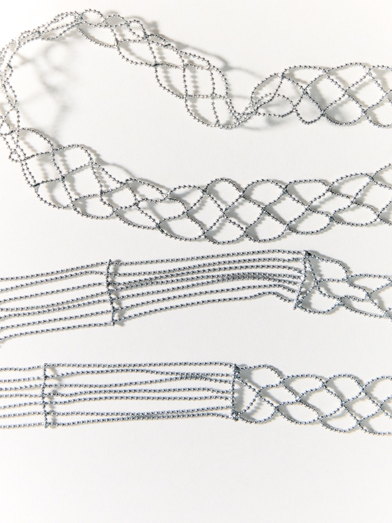 Braided silvertone necklace